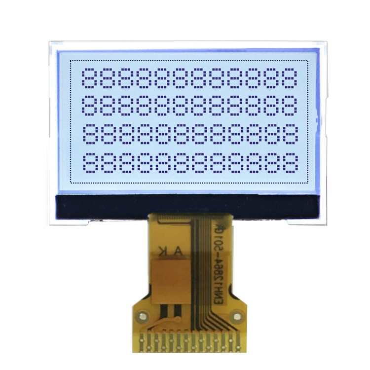 12864 pitch COG display module FSTN I2C Serial interface FPC connector white led backlight for calculator